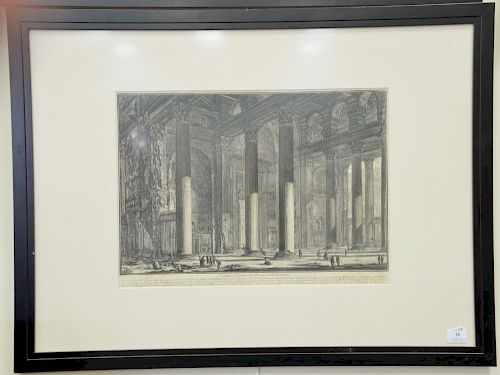 Giovanni Battista Piranese, etching, "Veduta del Pronao de Panteon", from Vedute di Roma, sight size15 1/4" x 21 1/4"