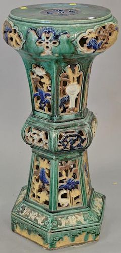 Chinese earthenware pedestal. ht. 30in.  Provenance: From the Estate of Faith K. Tiberio of Sherborn, Massachusetts