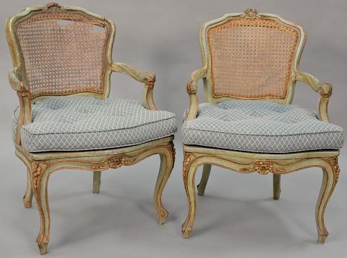 Set four Louis XV style (some caning as is).   Provenance: The Estate of Thomas F Hodgman of Fairfield, Connecticut