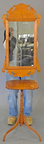 Eldred Wheeler figured maple candlestand, signed under top. ht. 28 1/2 in., top: 16" x 16"