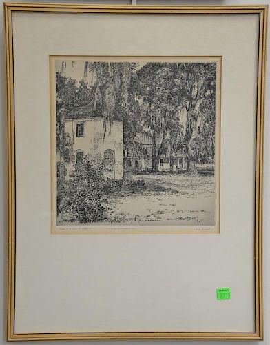 Philip Kappel (1901-1981), four etchings including "net Menders" Gloucester; "Willem? Clad"; "Houmas House Burnside Louisiana