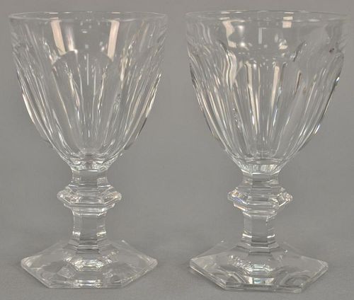 Set of eight large Baccarat Harcourt stems along with miscellaneous stemmed glasses. ht. 6 1/2in.