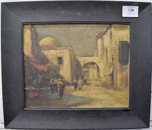 Arthur Vidal Diehl (1870-1929), oil on canvas, Middle Eastern Courtyard, signed lower right: A.V. Diehl, 8" x 10".