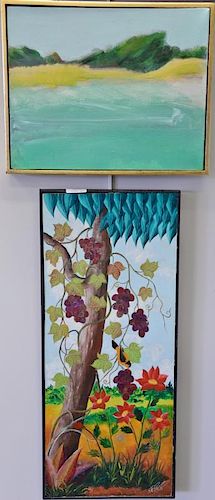 Three framed paintings to include Fernand Pierre (1919-2002), oil on masonite, Grapevine and Flowers Haiti, signed lower righ