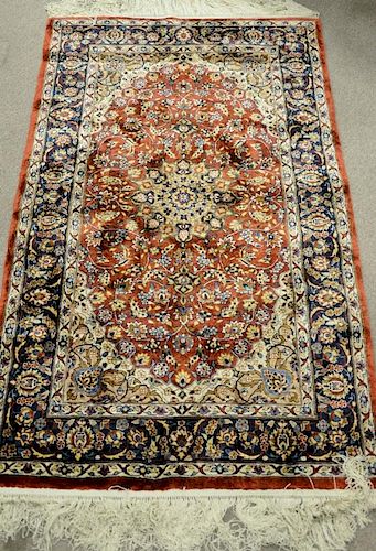 Kashan silk Oriental throw rug. 3' x 5'