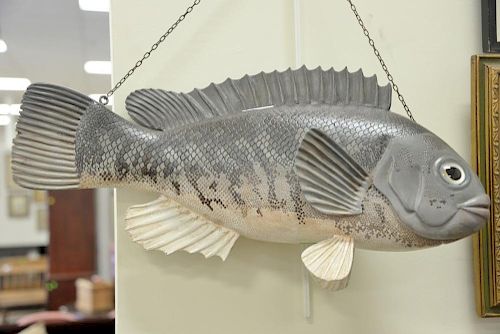 Gallagher carved wood life sized tautog (blackfish). lg. 21 in.