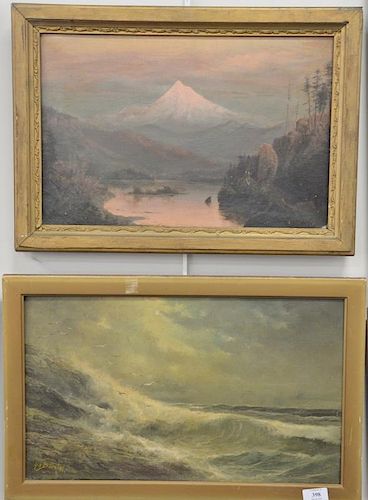 Two framed oil on canvas paintings to include Henry A. Duessel (1858-1919), oil on canvas, seascape, signed lower left: H.A. 
