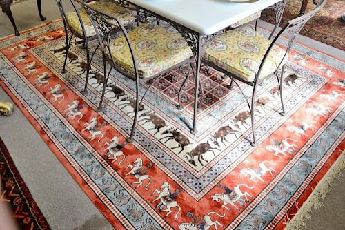 Silk Oriental carpet. 8' x 10'  Provenance: From the Estate of Faith K. Tiberio of Sherborn, Massachusetts