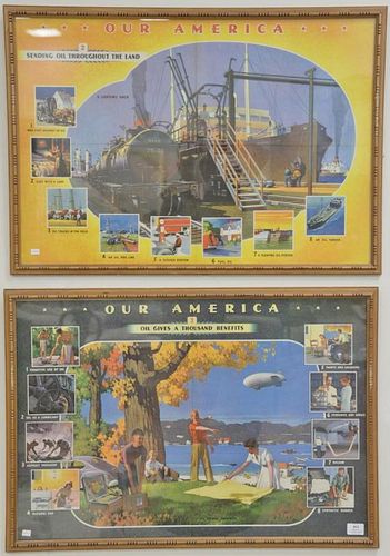 Set of four Our America Oil posters/lithographs. 21 1/2" x 31 1/2"