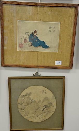 Group of five framed Japanese woodblock prints. sight sizes 9" x 6 1/2" to 14 1/2" x 6 1/2"
