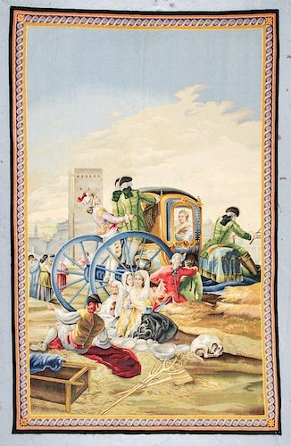 Fine Antique French Pictorial Tapestry: 118'' x 75''
