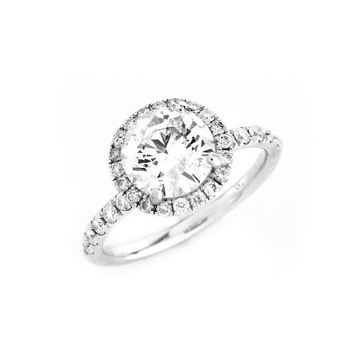 GIA Certified 2.0 Carat Round Brilliant Cut Diamond and 14 Karat White Gold Engagement Ring. Diamon