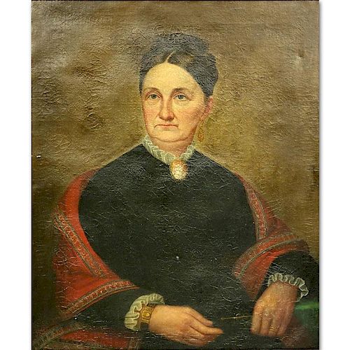 Joseph Goodhue Chandler, American (1813-1884) Oil on Canvas "Portrait of a Woman" Signed and Dated
