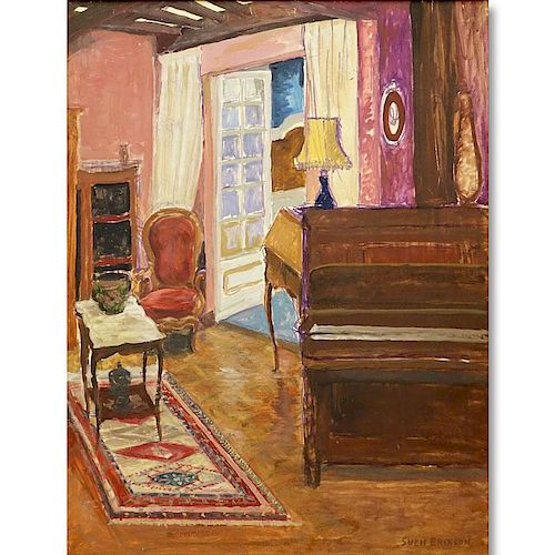 Attributed to: Sven Erixson, Swedish (1899 - 1970) Mixed Media on Panel, Interior Scene, Signed Low