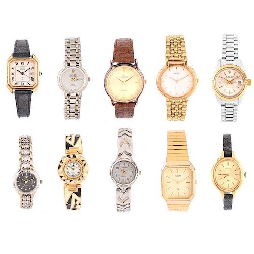 Collection of Ten (10) Vintage Men's and Ladies' Watches Including Two (2) Seiko, One Peugeot, One