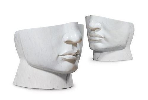 Italian, SECOND HALF 20TH CENTURY, a pair of garden chairs, in the form of a face