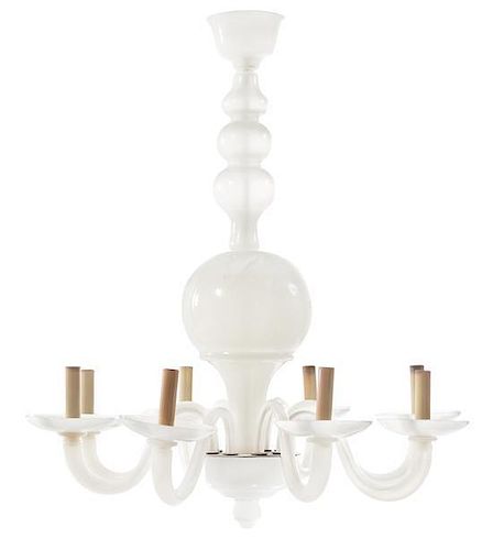 * Venetian, SECOND HALF 20Th CENTURY, an eight-light glass chandelier