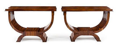 Art Deco, France, 1930s, a pair of console tables