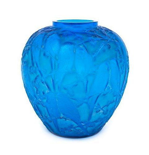 * Rene Lalique, (French, 1860-1945), a Perruches pattern vase, c.1919 M p. 410, no. 876
