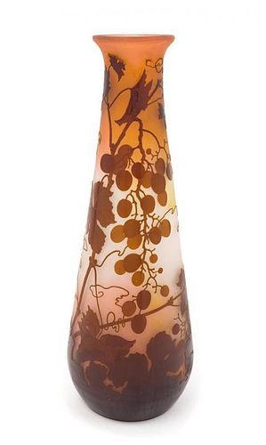 Emile Galle, (French, 1846-1904), a cameo glass vase