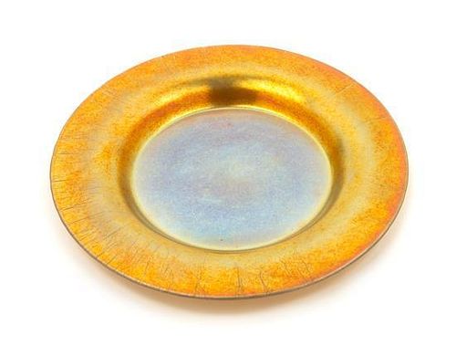 Steuben, EARLY 20TH CENTURY, a gold Aurene glass plate