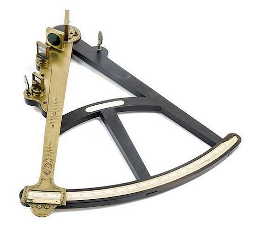* An English Ebony and Brass Mounted Octant Radius 17 1/4 inches.