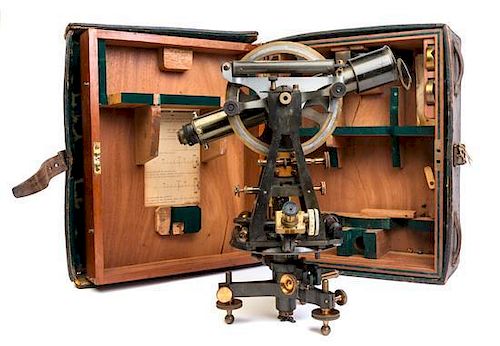 * An English Oxidized Brass Transit Theodolite Length of scope 12 inches.
