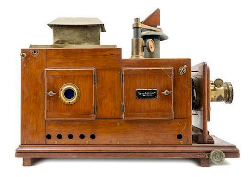 * A Brass Mounted Wood Scientific Demonstration Projector Height of main body 18 x width 24 inches.