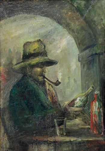 COLEMAN, Glenn O. Oil on Canvas. Man with a Pipe.