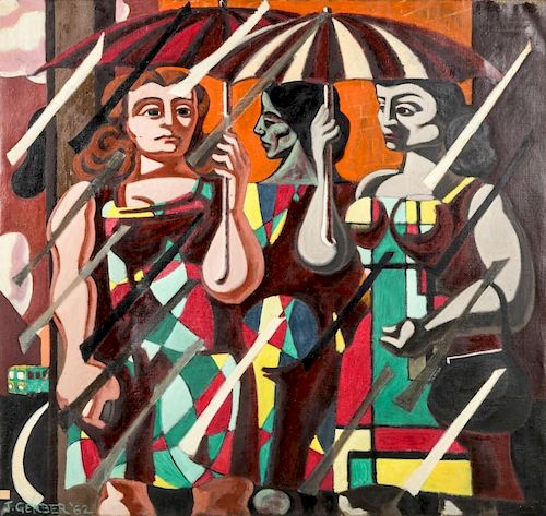 Jack Gerber (b. 1927) "3 Women in the Rain", 1962