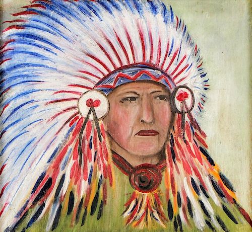 American School (20th c.) Portrait of a Native American Chief