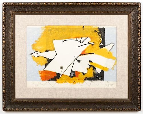After Georges Braque Lithograph, "L'oiseau jaune" (The Yellow Bird), 1959