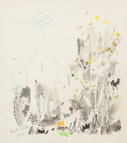 Kishio Murata (20th c.) Mixed media painting