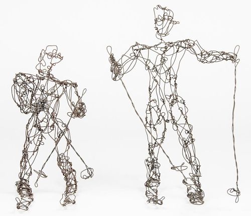 Thai Varick (1941-2001) 2 Wire Sculpture Skiers