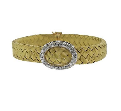 18K Gold Diamond Woven Bracelet