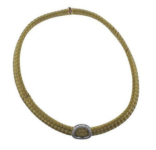 18K Gold Diamond Woven Necklace