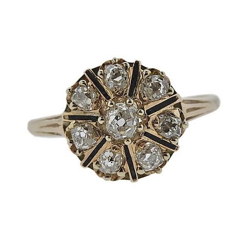 Antique 14K Gold Diamond Flower Ring