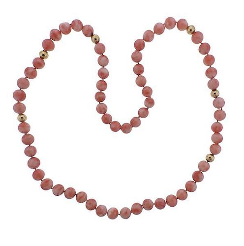 Coral 14K Gold Bead Necklace