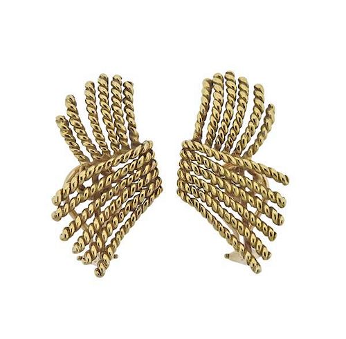 Tiffany &amp; Co Schlumberger 18k Gold V Rope Earrings