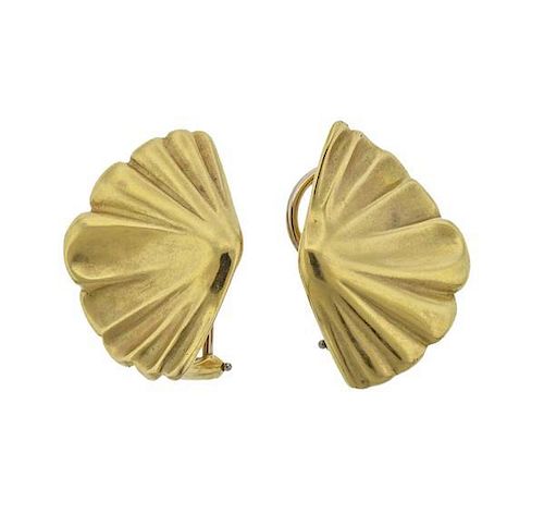 1980s Tiffany &amp; Co 18K Gold Fan Earrings