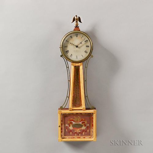 Elnathan Taber Mahogany Patent Timepiece or "Banjo" Clock