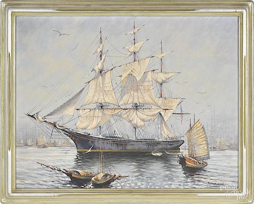 Arthur Small, oil on canvas of a ship