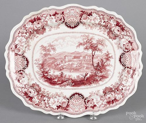 Historical red Staffordshire platter
