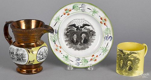 Historical Staffordshire plate and child's cup