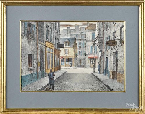 Henry Gasser watercolor street scene