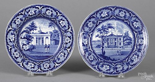 Historical blue Staffordshire plate and soup bowl
