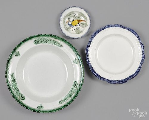 Three pieces of feather edge pearlware