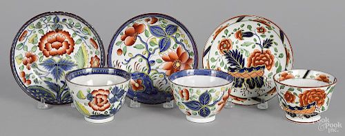 Three Gaudy Dutch cups and saucers