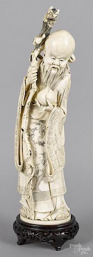 Large Chinese carved ivory Lohan