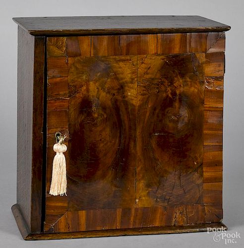 George II oak and burl veneer spice cabinet